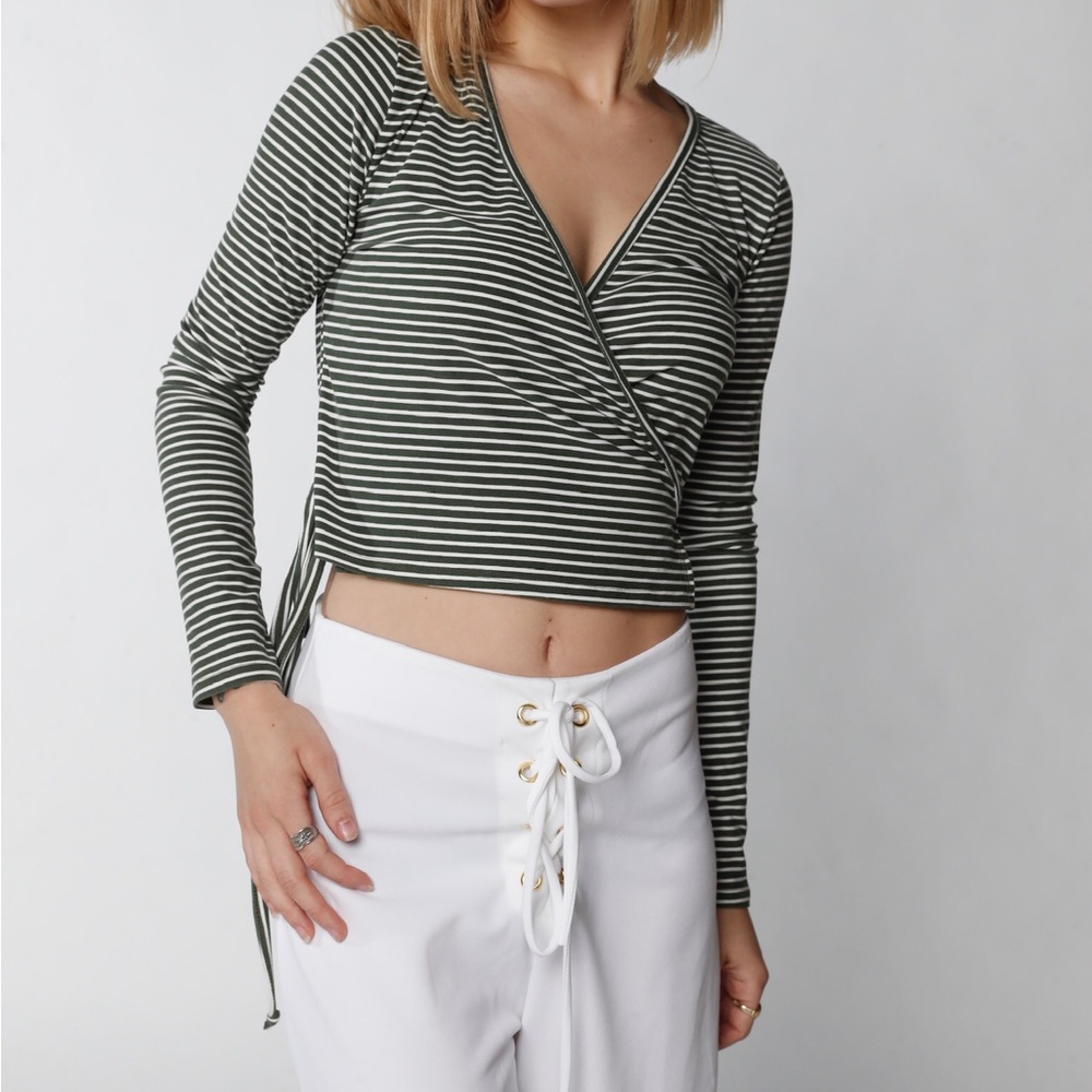 Wrap around long sleeve top